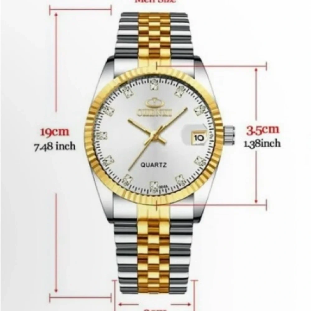NWOT NIB Men's Silver and Gold Two Toned Quartz Waterproof Watch